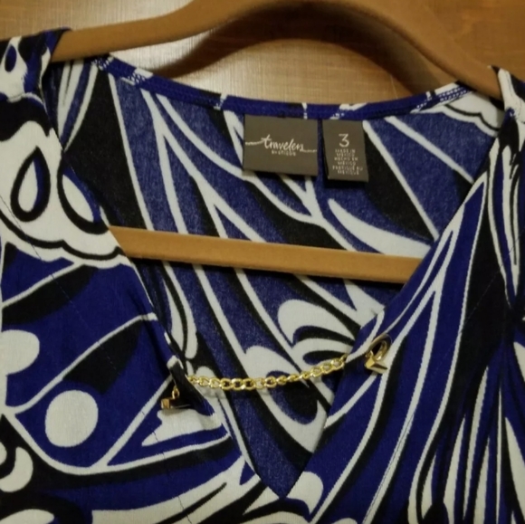 Chicos Travelers Knit Top/multiple Colors of Blue. - Picture 3 of 3